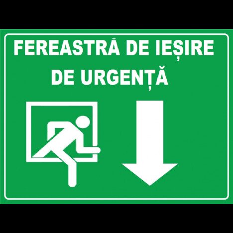 Placuta pentru fereastra de iesire de urgenta sageata in jos