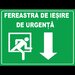 Placuta pentru fereastra de iesire de urgenta sageata in jos